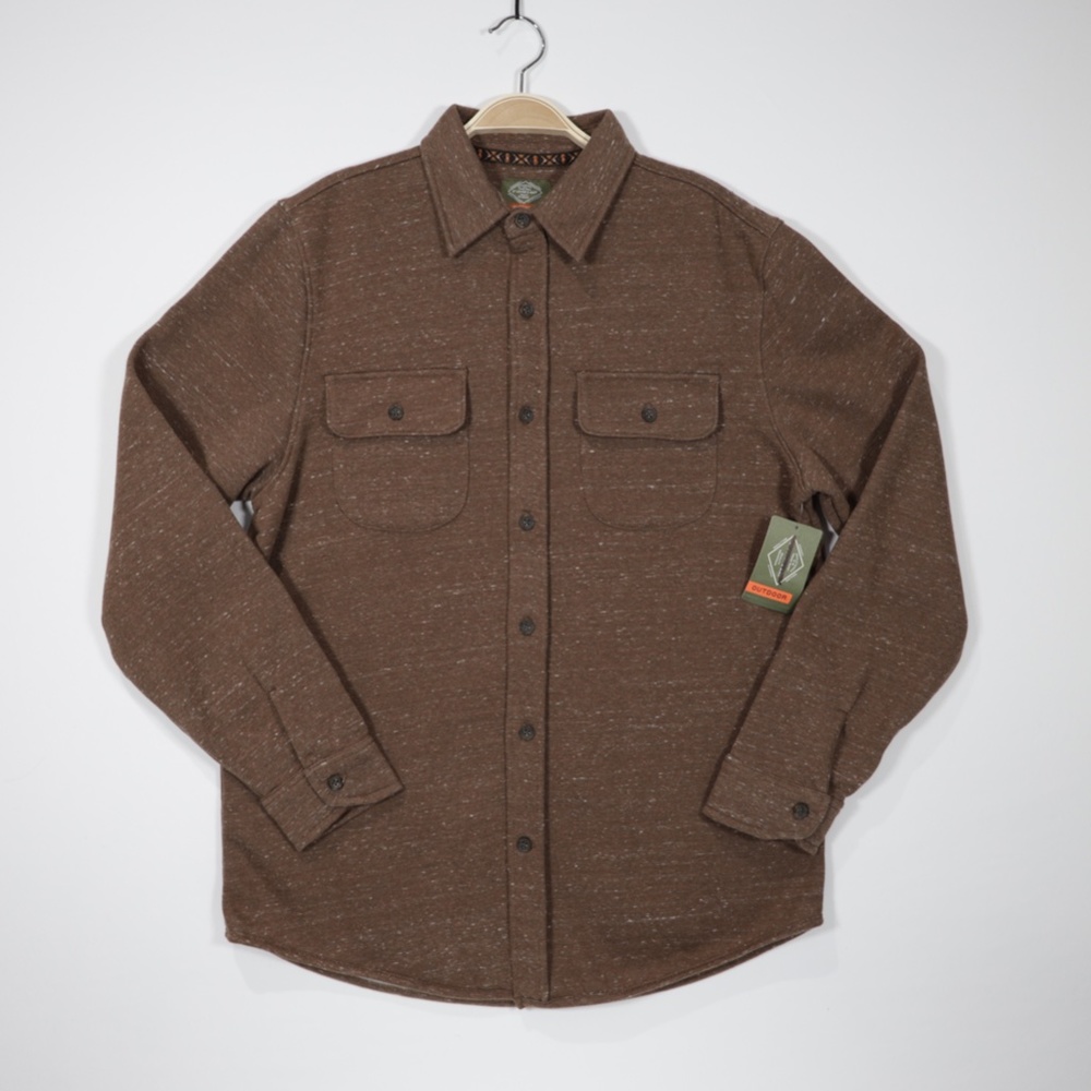 St. John s Bay Men's Comfort Long Sleeve Button Up Fleece Jacket‎ Brown Size M